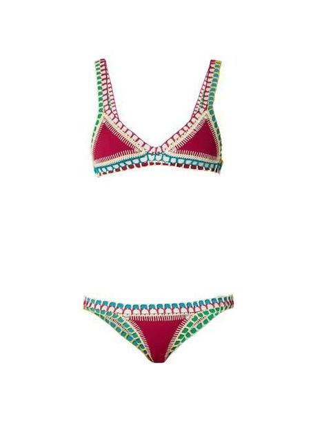 Kiini - Coco Crochet Trimmed Triangle Bikini - Womens - Pink Multi cover image