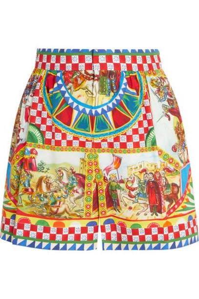 Dolce & Gabbana - Printed Cotton-poplin Shorts - Yellow cover image