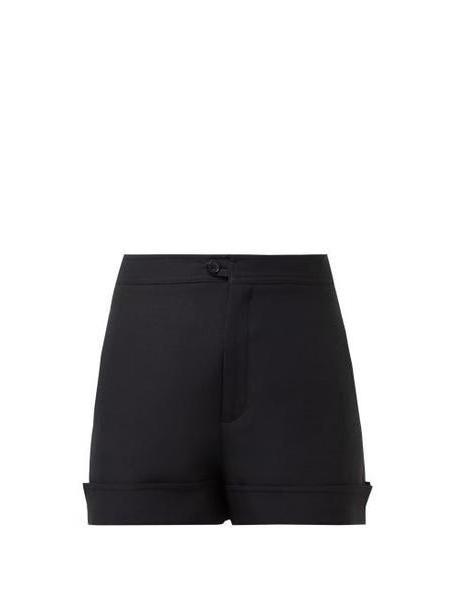 Valentino - Turned Up Cuff Virgin Wool And Silk Twill Shorts - Womens - Black cover image