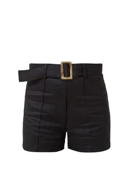 Lisa Marie Fernandez - Belted Linen Shorts - Womens - Black cover image