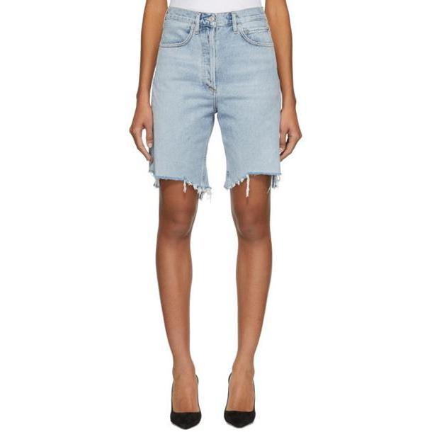 Agolde Blue Denim 90's Mid Rise Loose Shorts cover image