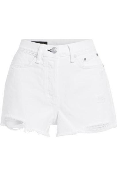 rag & bone - Maya Distressed Denim Shorts - White cover image