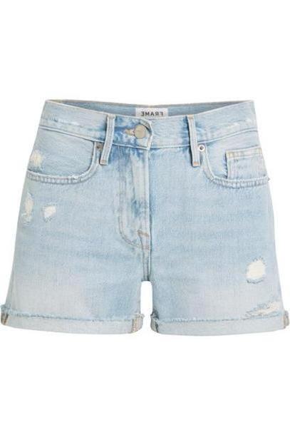 FRAME - Le Brigette Frayed Denim Shorts - Light denim cover image