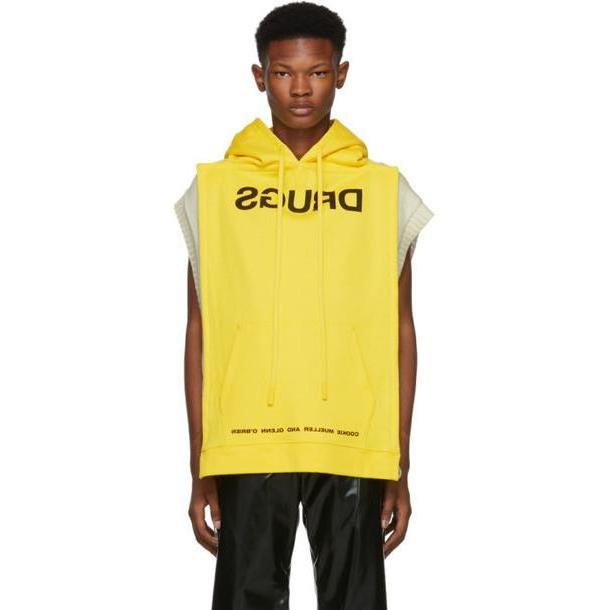 Raf Simons Yellow 'Drugs' Panel Hoodie cover image