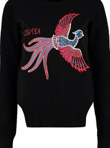 Kenzo Embroidered Crew-neck Sweater in black cover image
