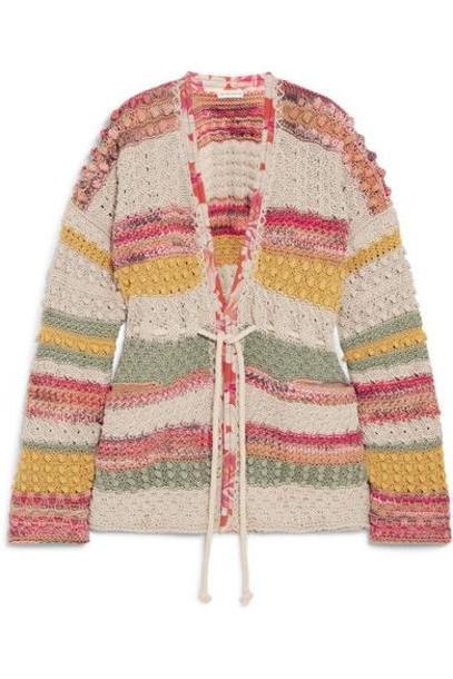 Etro - Silk Georgette-trimmed Striped Cotton And Linen-blend Cardigan - Yellow cover image