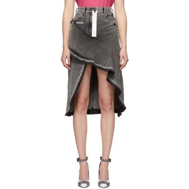 Off-White Grey Asymmetric Denim Skirt cover image