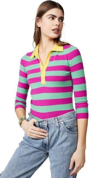 Jumper1234 Stripe Polo Cashmere Sweater in yellow cover image
