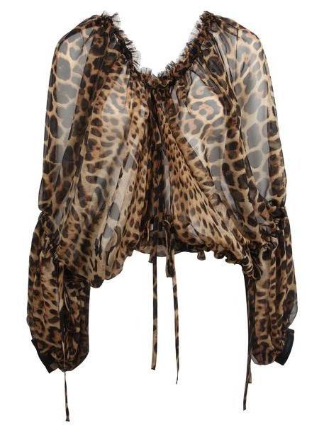 Saint Laurent Paris Leopard Print Chiffon Blouse cover image
