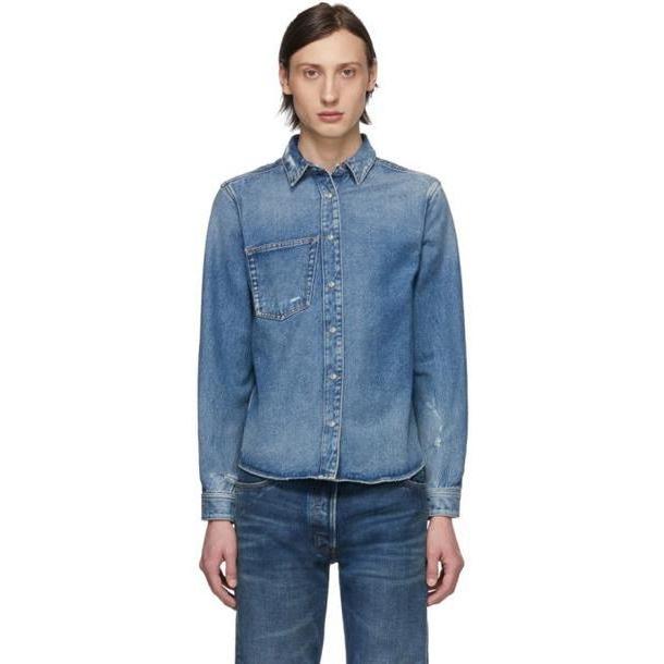 Balenciaga Blue Denim Rose Shrunk Shirt cover image