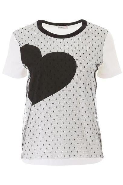 RED Valentino Plumetis T-shirt With Heart in nero / white cover image