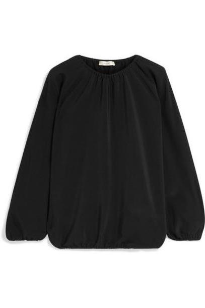 The Row - Rain Gathered Silk Crepe De Chine Blouse - Black cover image