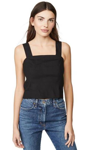 Vince Cropped Wide Strap Shell Top in black cover image
