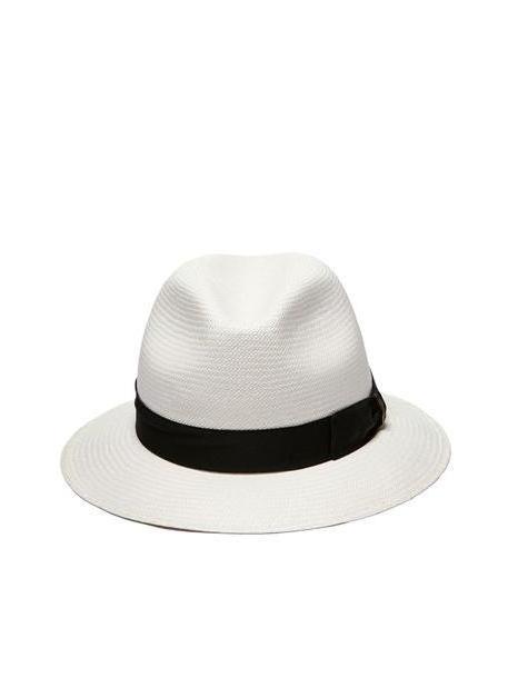 Borsalino Panama Fedora Hat in nero / bianco cover image