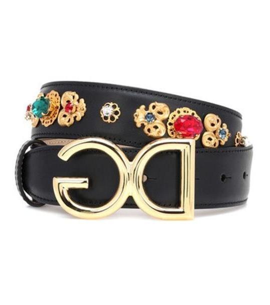 Dolce & Gabbana Embellished leather belt in black cover image
