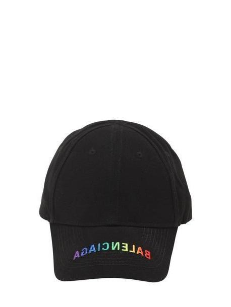 BALENCIAGA Rainbow Logo Baseball Hat in black cover image