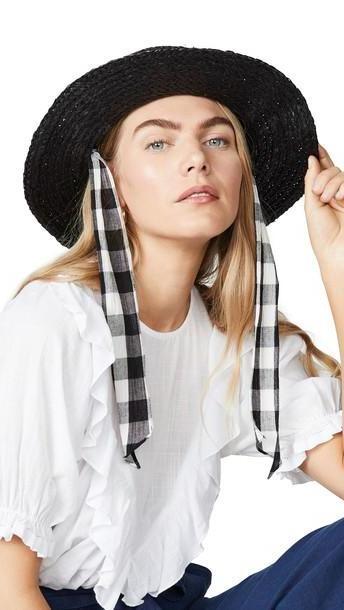 Madewell Stampede Strap Straw Boater Hat in black cover image