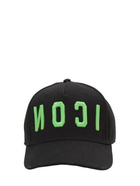 DSQUARED2 Icon Cotton Canvas Baseball Hat in black / green cover image