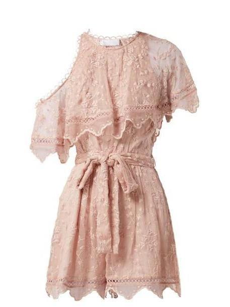 Zimmermann - Castile Embroidered Silk Chiffon Playsuit - Womens - Light Pink cover image